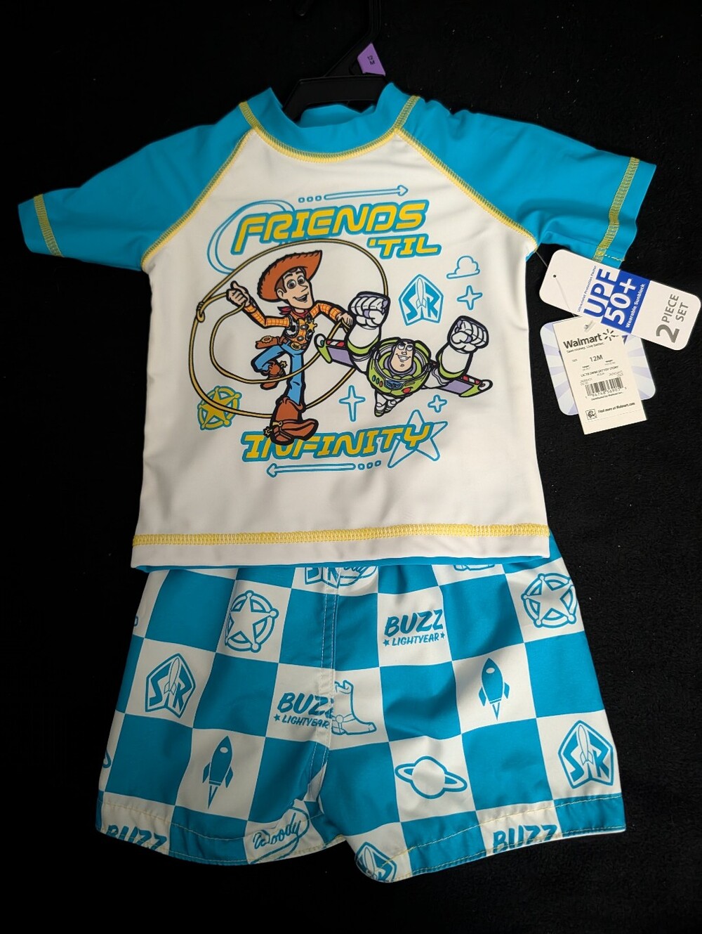 Disney Blue & White Toy Story Rash Guard Swim Set - Buzz & Woody